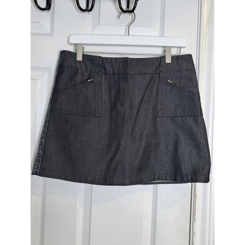 Louis Vuitton Skirt Womens 38 Black Wool Cotton Studded Mini Zip Pockets France